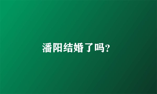 潘阳结婚了吗？