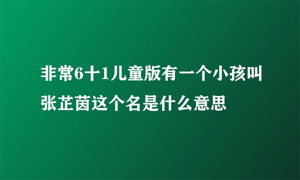 非常6十1儿童版有一个小孩叫张芷茵这个名是什么意思