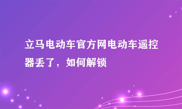 立马电动车官方网电动车遥控器丢了，如何解锁