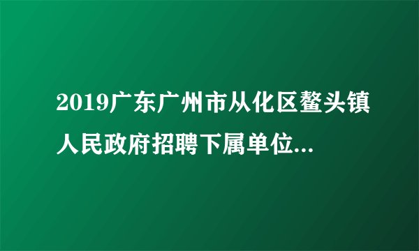 2019广东广州市从化区鳌头镇人民政府招聘下属单位事业编制10人公告
