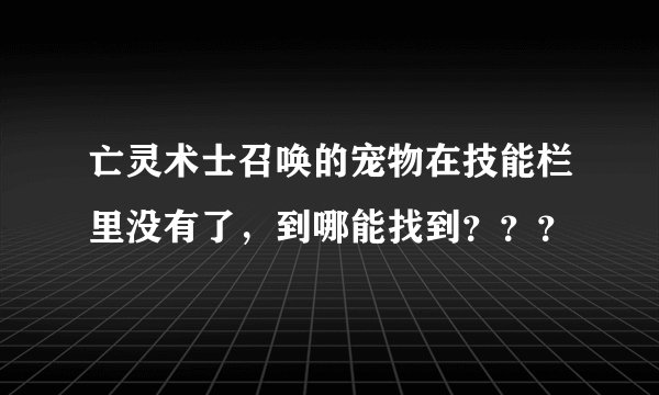 亡灵术士召唤的宠物在技能栏里没有了，到哪能找到？？？