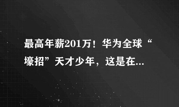 最高年薪201万！华为全球“壕招”天才少年，这是在下一盘多大的棋？