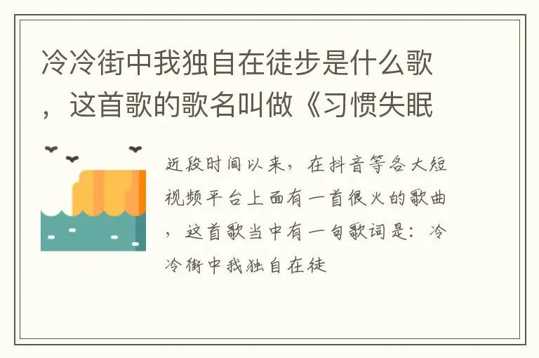 冷冷街中我独自在徒步是什么歌，这首歌的歌名叫做《习惯失眠》