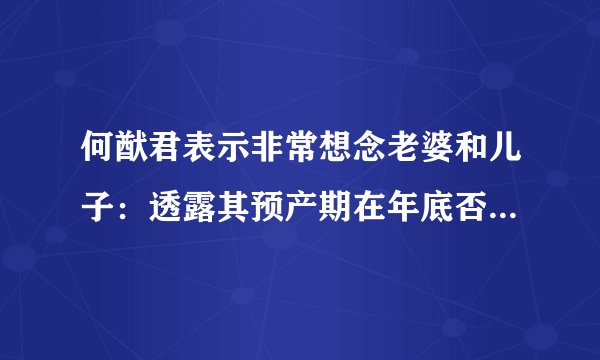 何猷君表示非常想念老婆和儿子：透露其预产期在年底否认意外怀孕