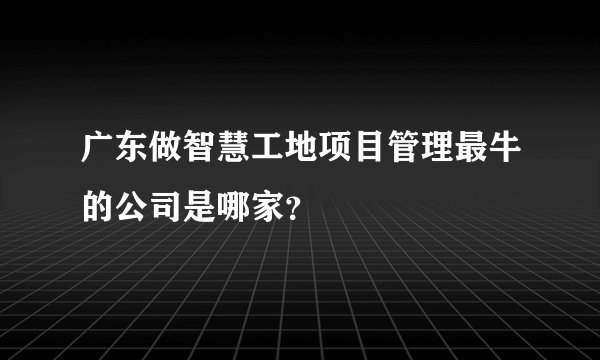 广东做智慧工地项目管理最牛的公司是哪家？