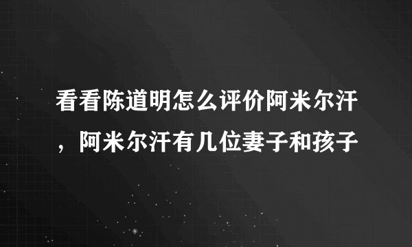 看看陈道明怎么评价阿米尔汗，阿米尔汗有几位妻子和孩子