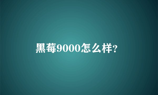 黑莓9000怎么样？