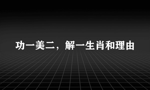 功一美二，解一生肖和理由