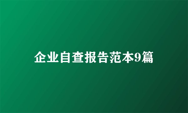 企业自查报告范本9篇