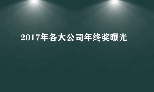2017年各大公司年终奖曝光