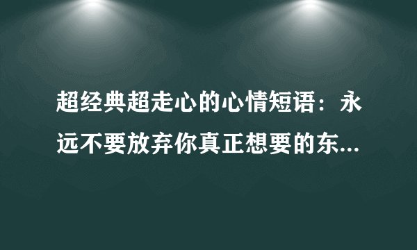 超经典超走心的心情短语：永远不要放弃你真正想要的东西，等待虽