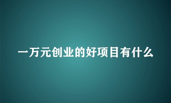 一万元创业的好项目有什么