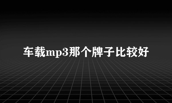 车载mp3那个牌子比较好