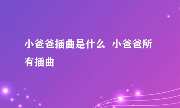 小爸爸插曲是什么  小爸爸所有插曲