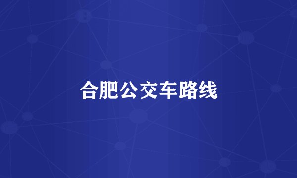 合肥公交车路线
