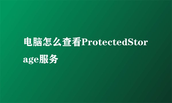 电脑怎么查看ProtectedStorage服务
