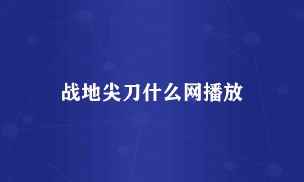 战地尖刀什么网播放
