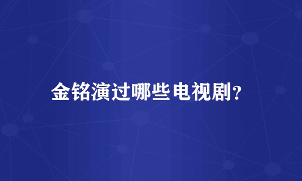 金铭演过哪些电视剧？