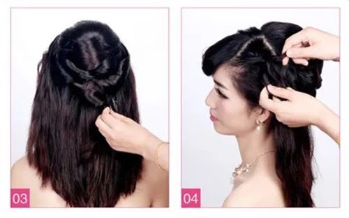 斜刘海新娘发型图片 2017斜刘海编辫子发型图解