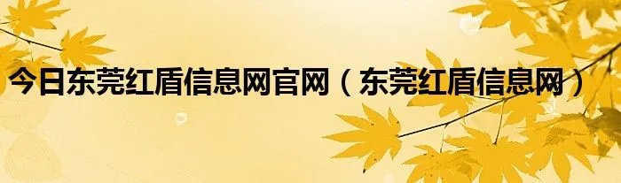 今日东莞红盾信息网官网（东莞红盾信息网）