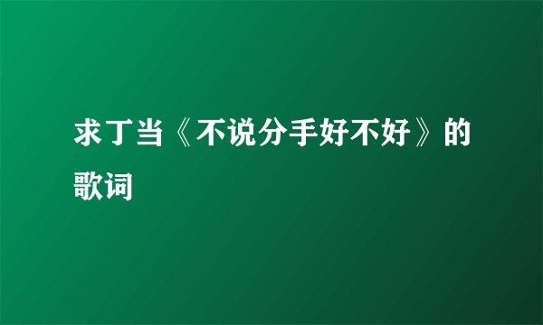 求丁当《不说分手好不好》的歌词