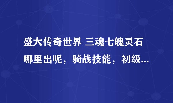 盛大传奇世界 三魂七魄灵石哪里出呢，骑战技能，初级技能的经验没有百分之百，能直接学中级吗？
