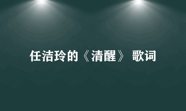 任洁玲的《清醒》 歌词