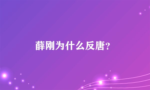 薛刚为什么反唐？