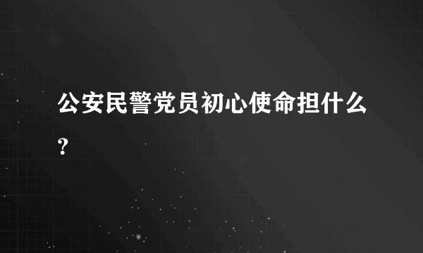 公安民警党员初心使命担什么？