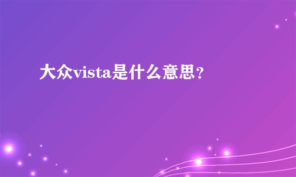 大众vista是什么意思？