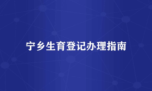 宁乡生育登记办理指南