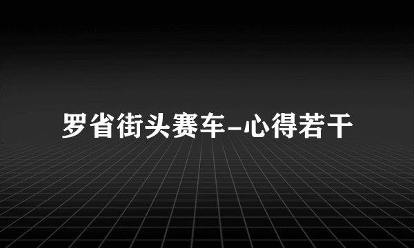 罗省街头赛车-心得若干