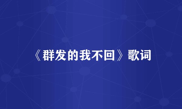 《群发的我不回》歌词