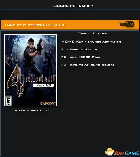 生化危机4：终极高清版PC 无限生命金钱弹药 修改器