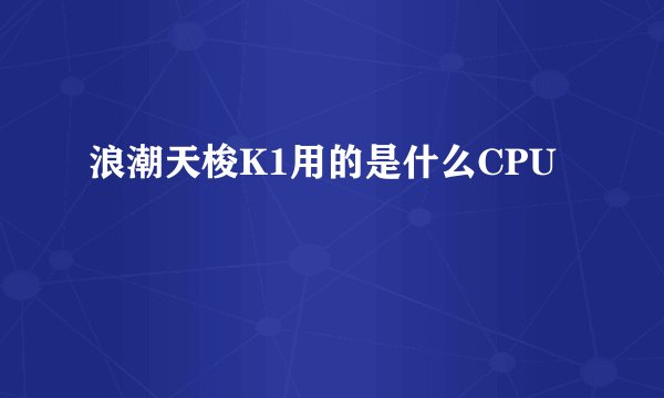 浪潮天梭K1用的是什么CPU