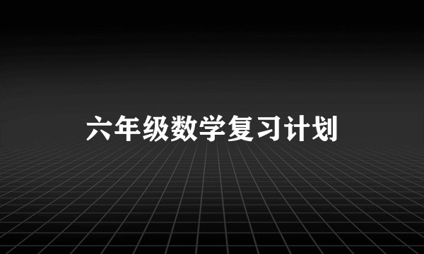 六年级数学复习计划