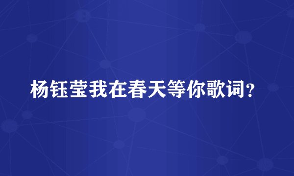 杨钰莹我在春天等你歌词？