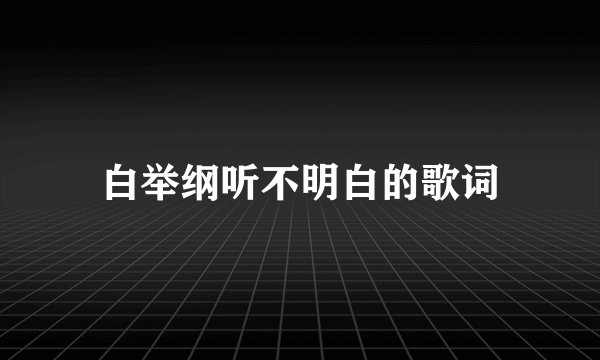 白举纲听不明白的歌词