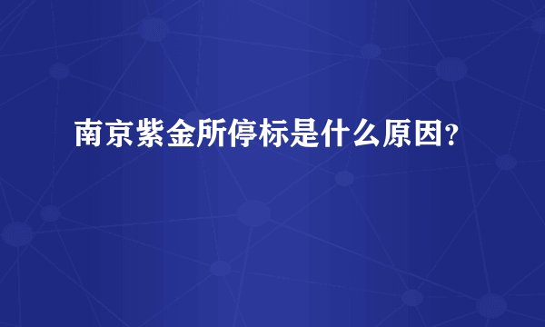 南京紫金所停标是什么原因？