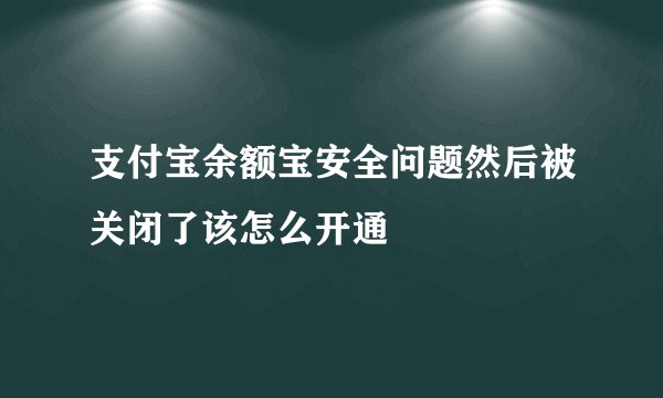 支付宝余额宝安全问题然后被关闭了该怎么开通