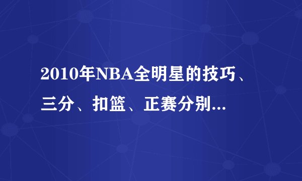 2010年NBA全明星的技巧、三分、扣篮、正赛分别是什么时候开始？