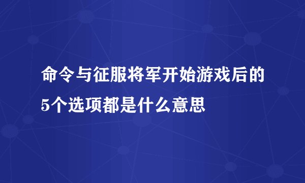 命令与征服将军开始游戏后的5个选项都是什么意思