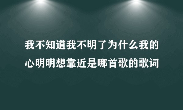 我不知道我不明了为什么我的心明明想靠近是哪首歌的歌词