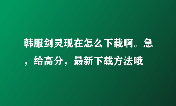 韩服剑灵现在怎么下载啊。急，给高分，最新下载方法哦