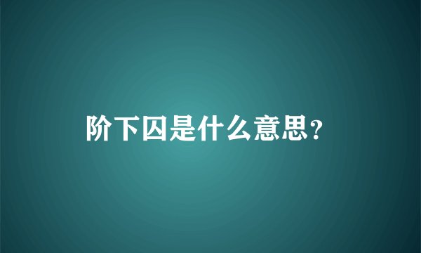 阶下囚是什么意思？