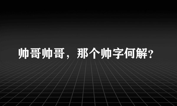 帅哥帅哥，那个帅字何解？