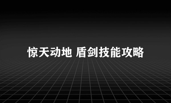惊天动地 盾剑技能攻略
