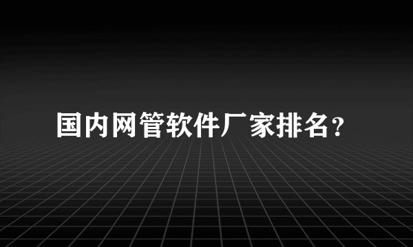 国内网管软件厂家排名？