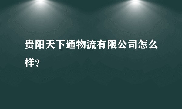 贵阳天下通物流有限公司怎么样？