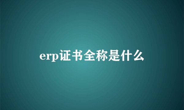 erp证书全称是什么
